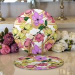 Realhomes Beyaz Zemin Üzerinde Çiçek Desenli Dijital Baskılı Modern 2'li Yuvarlak Servis Altlığı - Supla Realhomes