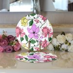 - Supla2li-8657-Gorsel3 - Realhomes  Realhomes Beyaz Zemin Üzerinde Rengarenk Çiçek Desenli 2'li Yuvarlak Servis Altlığı - Supla Realhomes