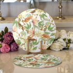 - Supla2li-8660-Gorsel1 - Realhomes Realhomes Beyaz Zeminli Sonbahar Yaprak Desenli Dijital Baskılı Modern 2'li Yuvarlak Servis Altlığı - Supla Realhomes