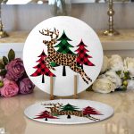 - Supla2li-8661-Gorsel1 - Realhomes  Realhomes Beyaz Zemin Üzerinde Ekoseli Çamağacı Desenli Dijital Baskılı Modern 2'li Yuvarlak Servis Altlığı - Supla Realhomes