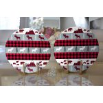 - Supla2li-8665-Gorsel2 - Realhomes  Realhomes Beyaz Zemin Üzerinde Ekose Desenli Geyik Desenli Modern 2'li Yuvarlak Servis Altlığı - Supla Realhomes