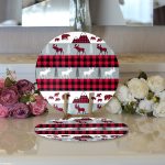 - Supla2li-8665-Gorsel3 - Realhomes  Realhomes Beyaz Zemin Üzerinde Ekose Desenli Geyik Desenli Modern 2'li Yuvarlak Servis Altlığı - Supla Realhomes