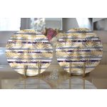 - Supla2li-8667-Gorsel2 - Realhomes Realhomes Beyaz Zemin Üzerinde Renkli Çizgili Yaprak Desenli Modern 2'li Yuvarlak Servis Altlığı - Supla Realhomes