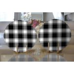 - Supla2li-8673-Gorsel2 - Realhomes Realhomes Beyaz Zeminli Siyah Ekose Desenli Dijital Baskılı Modern 2'li Yuvarlak Servis Altlığı - Supla Realhomes