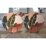 - Supla2li-8683-Gorsel2 - Realhomes Realhomes Pastel Zemin Üzerinde Onedraw Çizimli Yaprak Desenli 2'li Yuvarlak Servis Altlığı - Supla Realhomes