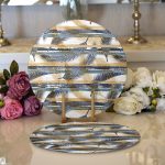 - Supla2li-8685-Gorsel1 - Realhomes Realhomes Beyaz Zeminli Renkli Yaprak Desenli Dijital Baskılı Modern 2'li Yuvarlak Servis Altlığı - Supla Realhomes