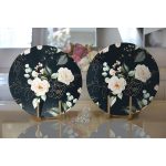 - Supla2li-8687-Gorsel2 - Realhomes  Realhomes Rengarenk Zemin Üzerinde Beyaz Çiçek Desenli 2'li Yuvarlak Servis Altlığı - Supla Realhomes