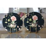 Realhomes Rengarenk Zemin Üzerinde Beyaz Çiçek Desenli 2'li Yuvarlak Servis Altlığı - Supla Realhomes