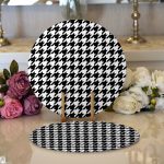 - Supla2li-8689-Gorsel1 - Realhomes Realhomes Beyaz Zeminli Siyah Ekose Desenli Dijital Baskılı Modern 2'li Yuvarlak Servis Altlığı - Supla Realhomes