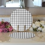 - Supla2li-8697-Gorsel3 - Realhomes Realhomes Beyaz Zeminli Gri Ekose Desenli Dijital Baskılı Modern 2'li Yuvarlak Servis Altlığı - Supla Realhomes