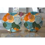 - Supla2li-8701-Gorsel2 - Realhomes  Realhomes Renkli Zemin Üzerinde Onedraw Çizimli Yaprak Desenli 2'li Yuvarlak Servis Altlığı - Supla Realhomes