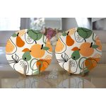 - Supla2li-8702-Gorsel2 - Realhomes Realhomes Renkli Zemin Üzerinde Onedraw Çizimki Meyva Desenli 2'li Yuvarlak Servis Altlığı - Supla Realhomes