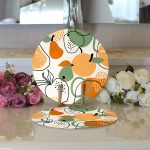 - Supla2li-8702-Gorsel3 - Realhomes Realhomes Renkli Zemin Üzerinde Onedraw Çizimki Meyva Desenli 2'li Yuvarlak Servis Altlığı - Supla Realhomes