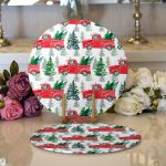 Realhomes Beyaz Zemin Üzerinde Çamağacı Desenli Dijital Baskılı Modern 2'li Yuvarlak Servis Altlığı - Supla Realhomes