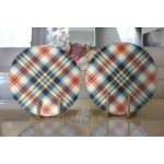 Realhomes Renkli Zemin Üzerinde Pastel Renkli Ekose Desenli Modern 2'li Yuvarlak Servis Altlığı - Supla Realhomes