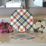 Realhomes Renkli Zemin Üzerinde Pastel Renkli Ekose Desenli Modern 2'li Yuvarlak Servis Altlığı - Supla Realhomes