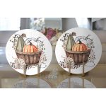 - Supla2li-8709-Gorsel2 - Realhomes Realhomes Beyaz Zemin Üzerinde Renkli Balkabağı Desenli Dijital Baskılı Modern 2'li Yuvarlak Servis Altlığı - Supla Realhomes