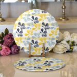 - Supla2li-8711-Gorsel1 - Realhomes Realhomes Beyaz Zeminli Renkli Yaprak Desenli Dijital Baskılı Modern 2'li Yuvarlak Servis Altlığı - Supla Realhomes