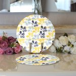 - Supla2li-8711-Gorsel3 - Realhomes Realhomes Beyaz Zeminli Renkli Yaprak Desenli Dijital Baskılı Modern 2'li Yuvarlak Servis Altlığı - Supla Realhomes