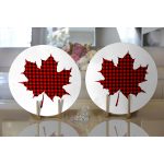 - Supla2li-8715-Gorsel2 - Realhomes Realhomes Beyaz Zemin Üzerinde Ekose Desenli Yaprak 2'li Yuvarlak Servis Altlığı - Supla Realhomes