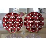 - Supla2li-8733-Gorsel2 - Realhomes  Realhomes Kırmızı Ekose Desenli Geyik Motifli Dijital Baskılı Modern 2'li Yuvarlak Servis Altlığı - Supla Realhomes