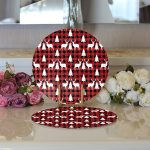 - Supla2li-8733-Gorsel3 - Realhomes  Realhomes Kırmızı Ekose Desenli Geyik Motifli Dijital Baskılı Modern 2'li Yuvarlak Servis Altlığı - Supla Realhomes