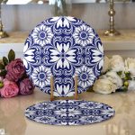 - Supla2li-8750-Gorsel1 - Realhomes Realhomes Beyaz Zemin Üzerinde Çini Desenli Dijital Baskılı Modern 2'li Yuvarlak Servis Altlığı - Supla Realhomes