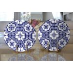 - Supla2li-8750-Gorsel2 - Realhomes Realhomes Beyaz Zemin Üzerinde Çini Desenli Dijital Baskılı Modern 2'li Yuvarlak Servis Altlığı - Supla Realhomes