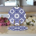 - Supla2li-8750-Gorsel3 - Realhomes Realhomes Beyaz Zemin Üzerinde Çini Desenli Dijital Baskılı Modern 2'li Yuvarlak Servis Altlığı - Supla Realhomes