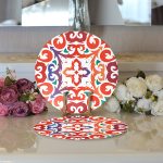 - Supla2li-8761-Gorsel3 - Realhomes  Realhomes Beyaz Zemin Üzerinde Çini Desenli Dijital Baskılı Modern 2'li Yuvarlak Servis Altlığı - Supla Realhomes