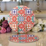 Realhomes Beyaz Zemin Üzerinde Çini Desenli Dijital Baskılı Modern 2'li Yuvarlak Servis Altlığı - Supla Realhomes