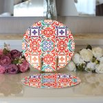 Realhomes Beyaz Zemin Üzerinde Çini Desenli Dijital Baskılı Modern 2'li Yuvarlak Servis Altlığı - Supla Realhomes