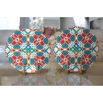 - Supla2li-8765-Gorsel2 - Realhomes  Realhomes Beyaz Zemin Üzerinde Çini Desenli Dijital Baskılı Modern 2'li Yuvarlak Servis Altlığı - Supla Realhomes