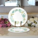 Realhomes Beyaz Zeminli Deniz Atı Desenli Dijital Baskılı Modern 2'li Yuvarlak Servis Altlığı - Supla Realhomes