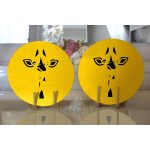 Realhomes Renkli Zemin Üzerinde Onedraw Çizimli Zurafa Silüeti 2'li Yuvarlak Servis Altlığı - Supla Realhomes