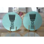 Realhomes Renkli Zemin Üzerinde Onedraw Çizimli Kupa Desenli Modern 2'li Yuvarlak Servis Altlığı - Supla Realhomes