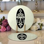 Realhomes Renkli Zemin Üzerinde Onedraw Çizimli Yerli Silüeti 2'li Yuvarlak Servis Altlığı - Supla Realhomes