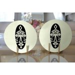 Realhomes Renkli Zemin Üzerinde Onedraw Çizimli Yerli Silüeti 2'li Yuvarlak Servis Altlığı - Supla Realhomes