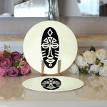 Realhomes Renkli Zemin Üzerinde Onedraw Çizimli Yerli Silüeti 2'li Yuvarlak Servis Altlığı - Supla Realhomes