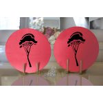 - Supla2li-8804-Gorsel2 - Realhomes  Realhomes Renkli Zemin Üzerinde Onedraw Çizimli Ağaç Desenli Modern 2'li Yuvarlak Servis Altlığı - Supla Realhomes