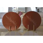 Realhomes Renkli Zemin Üzerinde Yaprak Desenli Dijital Baskılı Modern 2'li Yuvarlak Servis Altlığı - Supla Realhomes