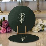 - Supla2li-8807-Gorsel1 - Realhomes Realhomes Renkli Zemin Üzerinde Yaprak Desenli Dijital Baskılı Modern 2'li Yuvarlak Servis Altlığı - Supla Realhomes