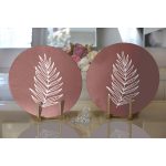 - Supla2li-8809-Gorsel2 - Realhomes  Realhomes Renkli Zemin Üzerinde Yaprak Desenli Dijital Baskılı Modern 2'li Yuvarlak Servis Altlığı - Supla Realhomes