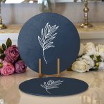 - Supla2li-8810-Gorsel1 - Realhomes Realhomes Renkli Zemin Üzerinde Yaprak Desenli Dijital Baskılı Modern 2'li Yuvarlak Servis Altlığı - Supla Realhomes