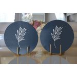 - Supla2li-8810-Gorsel2 - Realhomes Realhomes Renkli Zemin Üzerinde Yaprak Desenli Dijital Baskılı Modern 2'li Yuvarlak Servis Altlığı - Supla Realhomes