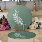 Realhomes Renkli Zemin Üzerinde Yaprak Desenli Dijital Baskılı Modern 2'li Yuvarlak Servis Altlığı - Supla Realhomes