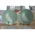 Realhomes Renkli Zemin Üzerinde Yaprak Desenli Dijital Baskılı Modern 2'li Yuvarlak Servis Altlığı - Supla Realhomes