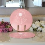 - Supla2li-8816-Gorsel3 - Realhomes Realhomes Pastel Zemin Üzerinde Beyaz Çiçek Desenli 2'li Yuvarlak Servis Altlığı - Supla Realhomes