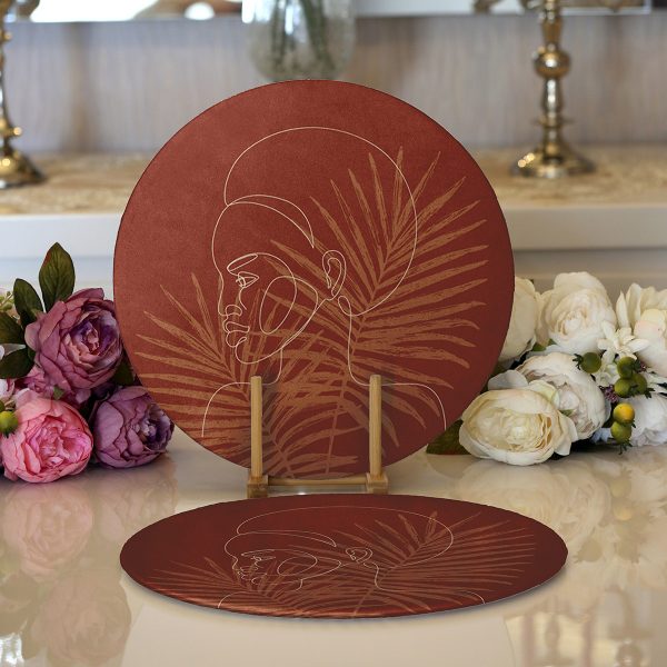 - Supla2li-8823-Gorsel1 - Realhomes  Realhomes Ekose Zeminde Merry Christmas Dijital Baskılı Modern 2'li Yuvarlak Servis Altlığı - Supla Realhomes