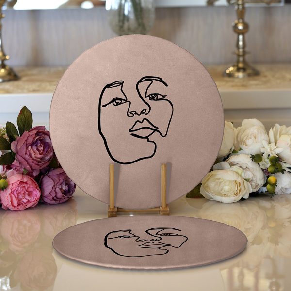 - Supla2li-8829-Gorsel1 - Realhomes  Realhomes Renkli Zeminli Deniz Kabuğu Desenli Dijital Baskılı Modern 2'li Yuvarlak Servis Altlığı - Supla Realhomes